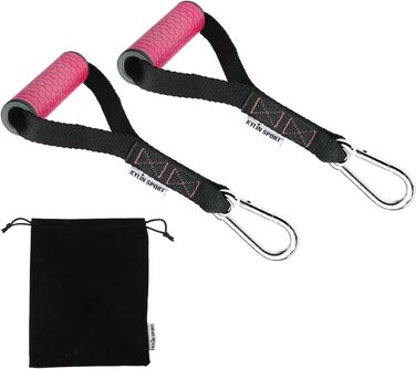 Набір аксесуарів для тренажерів KYLIN SPORT: гумки, ручки, карабіни (рожевий)