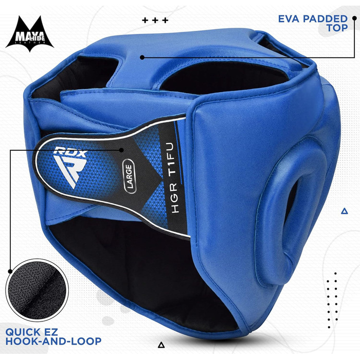 Захисний шолом RDX для боксу з гратами, синій, Maya Hide шкіра, для MMA, кікбоксингу, тайського боксу, з захистом носа, універсальний для чоловіків і жінок