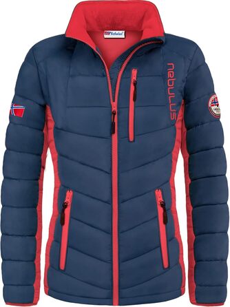 Жіноча куртка Nebuus GRAFFITY: тепла, практична та універсальна для осені та зими (S, темно-синій/червоний)