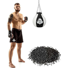 Підвісна боксерська груша DBX Bushido 15 кг з гумовою крихтою, чорна/біла, для дорослих, з ланцюгами – Боксерський мішок, пунчбол, обладнання для боксу