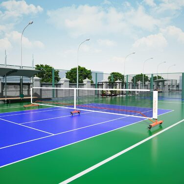 Мобільна сітка для піклболу PICKLETECH 6.7 м - Сітка для піклболу з колесами - Відповідає стандартам USAPA - Для гри в приміщенні та на вулиці - З сумкою для перенесення