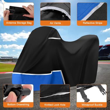 Водонепроникний чохол для мотоцикла BMW R1250GS, R1300GS, F650GS, F750GS (з кофрами), тканина Oxford 420D, всесезонний захисний чохол від дощу та сонця