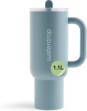 Термос-пляшка waterdrop® з трубочкою 1,1 л, нержавіюча сталь, ізольована, герметична, з відкидною кришкою, зберігає холод до 12 годин