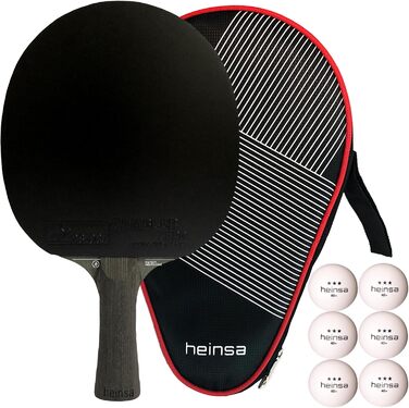 Турнічний стіл тенісний набір Heinsa Carbon Profi Black Edition: ракетка, м'ячі, сумка, легке дерево, ITTF, преміум-якість