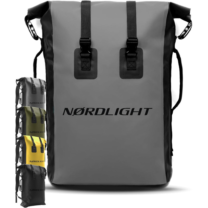 Водонепроникний рюкзак Nordlight Dry Bag 35л з Roll Top, для водного спорту, велосипеда, кур'єра, трекінгу, риболовлі - Сірий