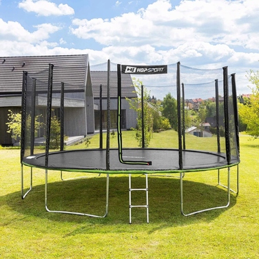 Батут із зовнішньою сіткою Hop-Sport 16ft (488 см), чорно-зелений
