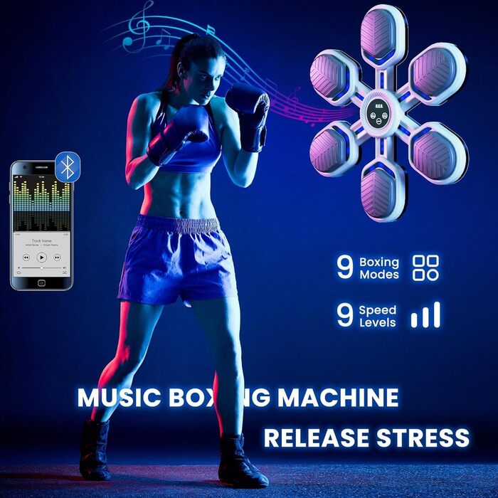 Мускульний боксерський тренажер Sunshne Smle - настінний боксерський автомат з Bluetooth, регулюванням швидкості