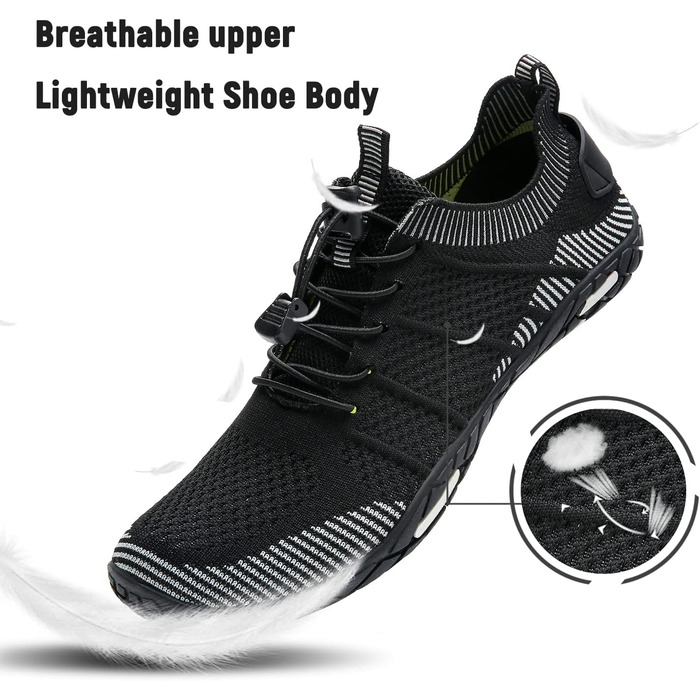 Аквашузи IceUnicorn Strandschuhe для плавання та пляжу (42 EU, чорні, швидковисихаючі)