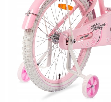 Дитячий велосипед для дівчинки Mexller, 20 дюймів, рожевий, з додатковими страховочними колесами
