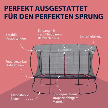 Трамплін HUDORA 4square 244x366 см - великий прямокутний для активного відпочинку. Максимальне навантаження 120 кг. Стрибки високі, сімейний. Якісний продукт.