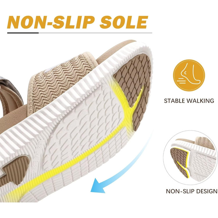 Жіночі трекінгові сандалії KuaiLu: зручні ортопедичні сандалії для піших прогулянок та спорту, літні сандалії з відкритим носком, регульовані на липучках, 41 EU, бежевий