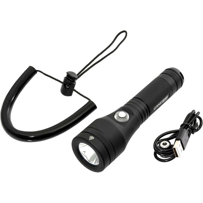 Ліхтар Cressi Astra Black - потужний водонепроникний ліхтар LED для дайвінгу, риболовлі та підводних досліджень (1200 Lumen)