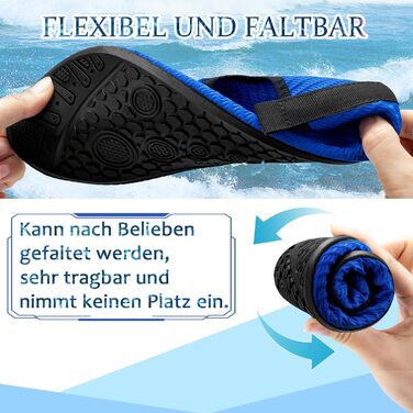 Чоловічі та жіночі аквашузи для плавання та водних видів спорту, легкі, швидковисихаючі, з антиковзким покриттям, блакитна лінія, 42/43 EU