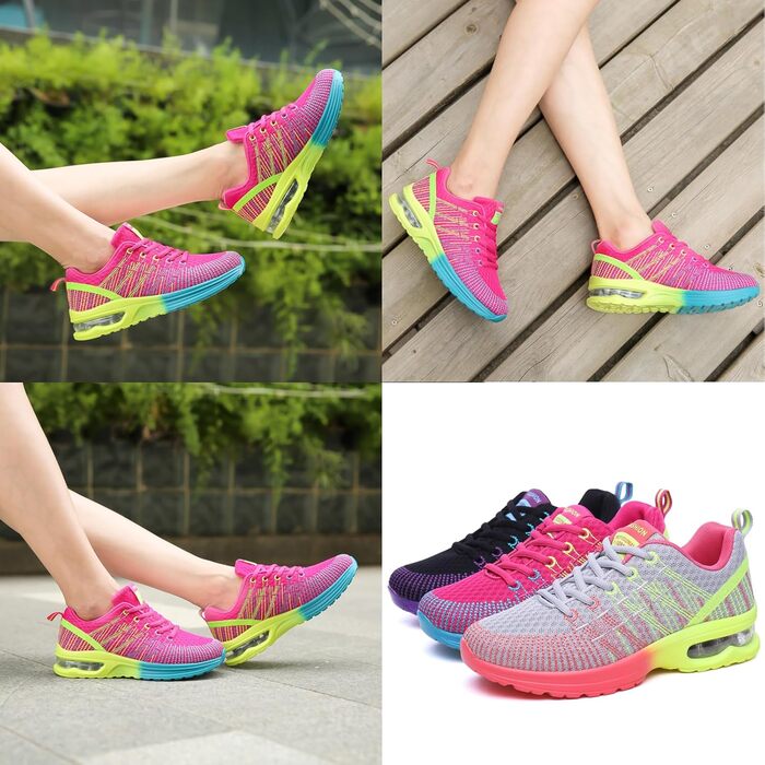 Жіночі кросівки для бігу Hitmars: легкі, дихаючі, з амортизацією, для фітнесу, вулиці та бігу. Розміри EU 36-42. Чорний та червоний кольори.