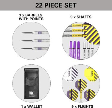 Професійний набір дротиків Target Darts Luke Littler 80% вольфрам, стальні дротики, Pro Grip, Pro Ultra, з чохлом, аксесуари та доступ до DartCounter