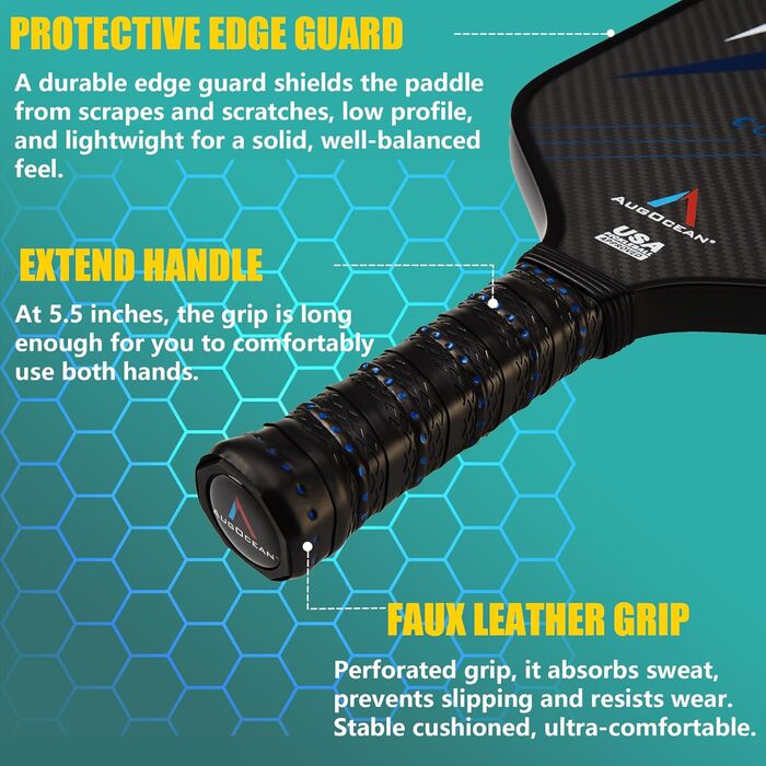 Рікетбол-Падл з карбону 2025, 3K-Rohkohlefaser, USAPA, 16 мм