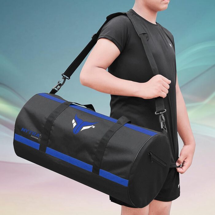 Mytra Fusion спортивна сумка для тренувань з регульованим плечовим ременем, для чоловіків і жінок, дорожня, спортивна, чорна/синя