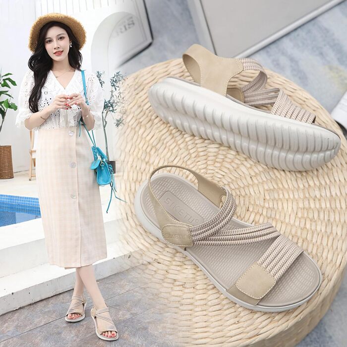 Жіночі сандалії літні, туристичні, на платформі, спортивні. Зручні сандалі для прогулянок, пляжу, спорту. Розміри 35-42 EU, колір бежевий. Стиль B