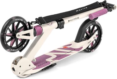 Електросамокат Movino City Light для дітей та підлітків, 180 мм колеса, амортизатори, регульований кермо, бежево-фіолетовий