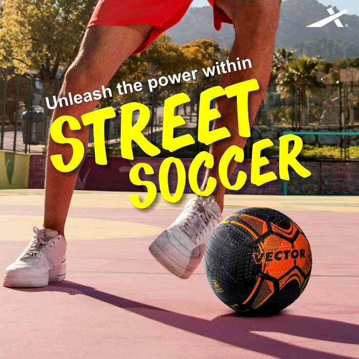 Футбол м'яч Vector X Street Soccer гумовий, машинне зшивання, для тренувань і гри, водостійкий, для юнаків і дорослих, для вулиці та залу