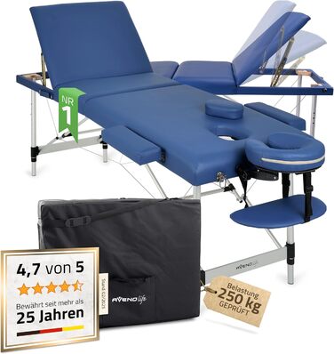 Масажний стіл HABYS Sofia Light Massageliege: складаний, дерев'яний, 2 зони, 185x60 см, до 250 кг, з підлокітниками, підголовником, сумкою, сертифікат MDR, бежевий (блакитний)