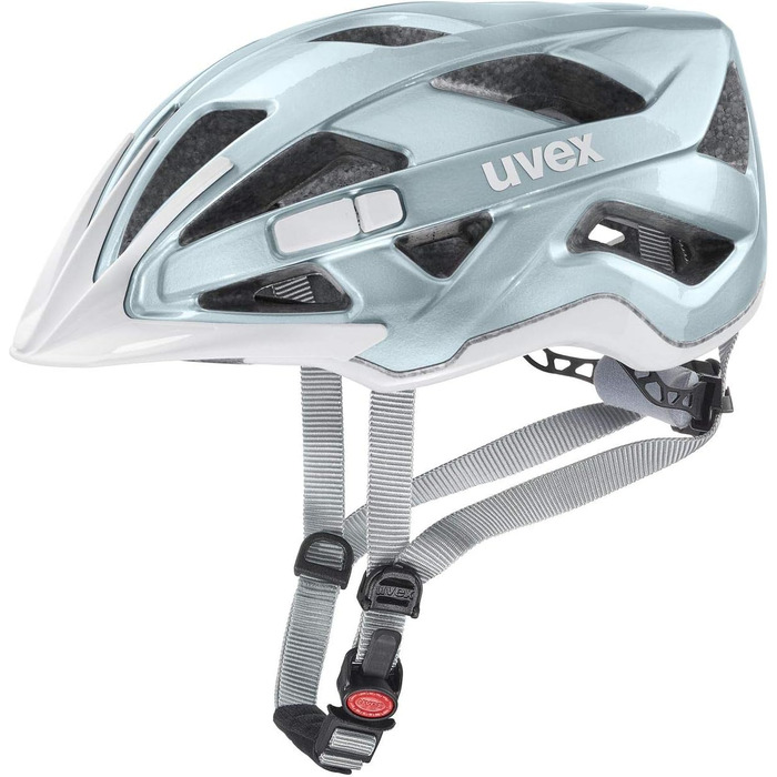 Велосипедний шолом uvex active для жінок і чоловіків, розмір 56-60 см, aqua white, регульований, з можливістю встановлення LED-світла, універсальний захист