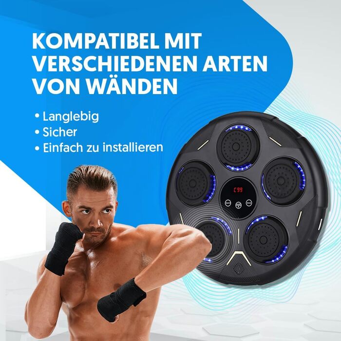 Музичний бокс-машина NK із кріпленням на стіну та Bluetooth, 9 режимів тренувань і 9 швидкостей, LCD-екран, LED-підсвітка, для дорослих і підлітків (43x43x7,5 см)