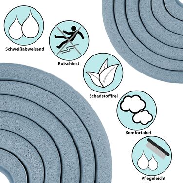 Йога мат ALPIDEX 183x60x0.8 см - нетоксична фітнес-мат з E-Book, ремінком, протиковзким покриттям для гімнастики, йоги, пілатесу, фітнесу, HIIT, фізіотерапії (Ice Blue)