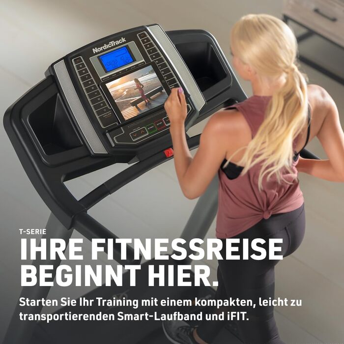 Біговий тренажер NordicTrack T-Serie: ідеальний для дому, з регулюванням нахилу, Bluetooth, вантажопідйомність 136 кг (T 6.5 S)
