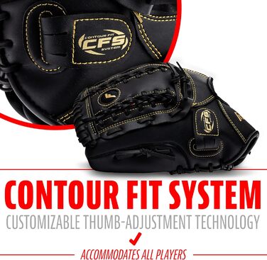 Рукавиця для бейсболу та софтболу Franklin Sports Field Master (ліва рука, 30.5 см) - Чорно-золота