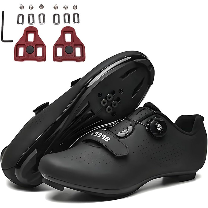 Велосипедні шкарпетки FANSU для чоловіків та жінок, шосейні велотуфлі з Delta-cleats, сумісні з педалями Look SPD-SL Delta Lock, сумісні з Peloton, чорні, 43 EU