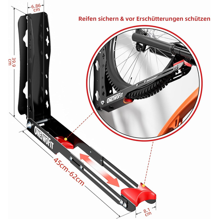 Настінна підставка для велосипеда ONETWOFIT - 2 шт., чорна, до 35 кг