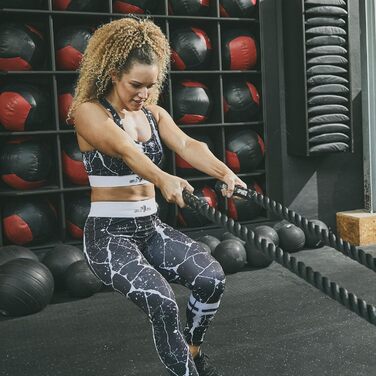 GORILLA SPORTS® Батл-канат 15 м, 38/50 мм, неслизькі ручки, нейлон, чорний – тренувальний канат для фітнесу, кросфіту, батл-роуп, для залу та спорту