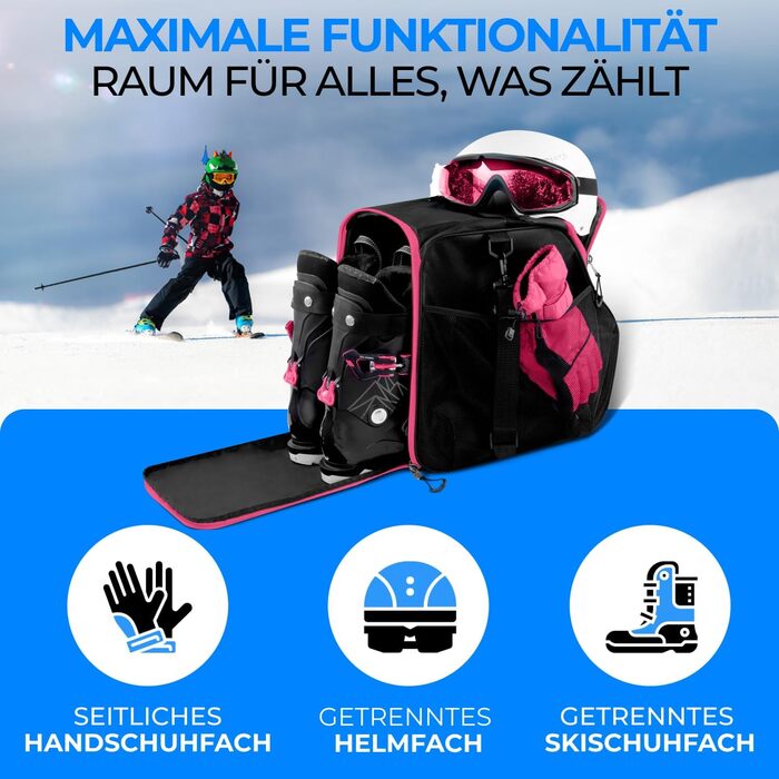 Чохол для лижних черевиків для дітей з відділенням для шолома [40 л] - ISCHGL (чорний-рожевий)