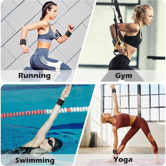 Набір манжет для ніг та зап'ясть Jueachy 1 кг (2 шт. по 0.5 кг) - для фітнесу, йоги, аеробіки, пілатесу. Чорний колір