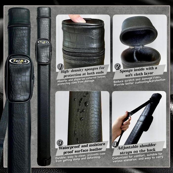 Більярдний кий Tai Ba Cues 58'' з чохлом, дерев'яний канадський клен, 19 oz, PU-покриття, 13mm шкіряний наконечник, Магоні