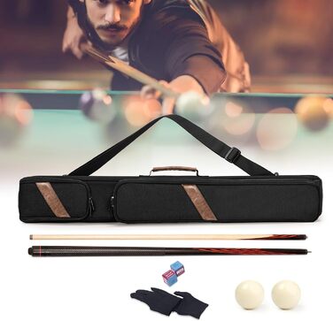 Чохол для більярдного кия: для 1 обідка та 1 кия, з ручкою та регульованим плечовим ременем, з кишенею для аксесуарів, чорний
