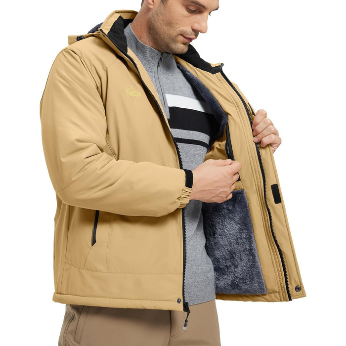 Чоловіча зимова куртка Ysento: водонепроникна, тепла, з флісовою підкладкою, софтшелл, для активного відпочинку, катання на лижах та сноуборді, з капюшоном, колір хакі, розмір L