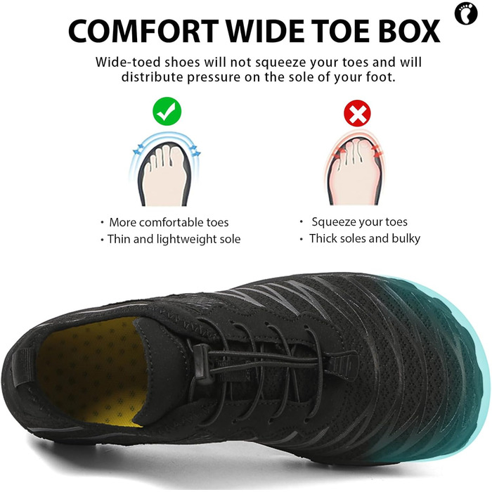 Чоботи для плавання та серфінгу Barfußschuhe: чоловічі та жіночі, швидко сохнуть, антиковзкі, розмір 36-47, чорний