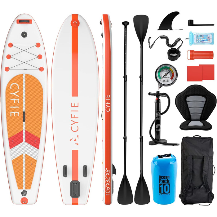 Надувна SUP-дошка CYFIE 320x81x15 см, комплект аксесуарів, сидіння для каяка, для дітей і дорослих, максимальне навантаження 150 кг