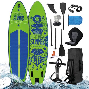 SUP дошка BRAST Primo Summer надувна з алюмінієвим веслом та аксесуарами 320x81x15 см, зелена