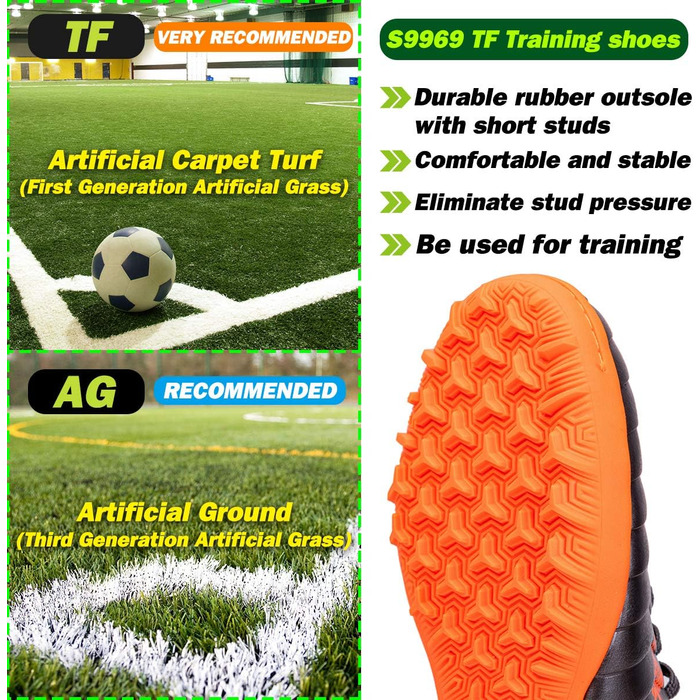 Дитячі футбольні бутси для хлопчиків та дівчаток FG/AG/TF - професійні, для тренувань та гри на траві (37 EU, сірий, помаранчевий)