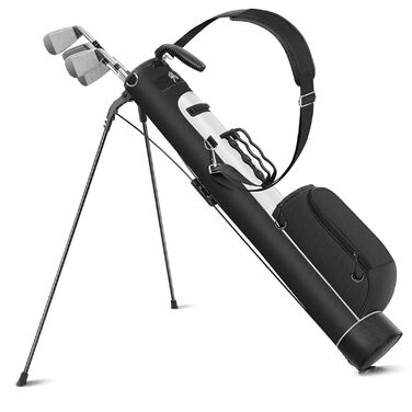 Сумка для гольфу Findway на штативі, з регульованими плечовими ременями, 2-х секційна, 2 кишені, легка, для чоловіків та жінок (Чорний)