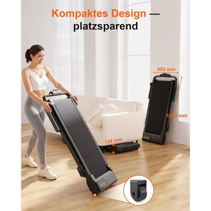 Біговий килимок Superun з нахилом 6% – бігове полотно для дому 2.5 PS з додатком та пультом дистанційного керування – біговий стіл max 136 кг з мульти-режимом та тренувальними курсами 110 см. Чорний