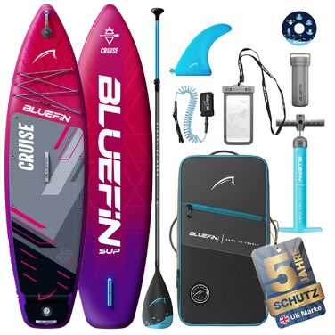 Надувне SUP дошка Bluefin Cruise 10'8' | Преміум-комплект для SUP з аксесуарами | Нековзне покриття, легка | Універсальна SUP дошка товщиною 15 см | Ідеальна для дорослих та підлітків (Червоний Потік)