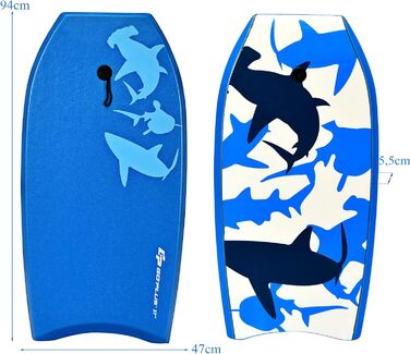 Плавальна дошка RELAX4LIFE з ручкою, нековзна, для дітей та дорослих, XPE/HDPE, висока вантажопідйомність, бодіборд, серфборд
