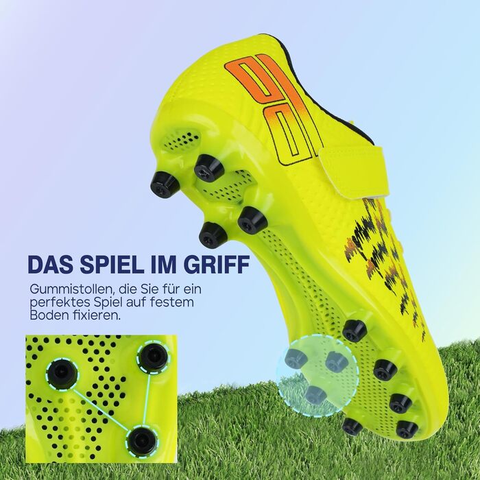 Дитячі футбольні бутси JABASIC для гри на твердих поверхнях, розмір 37 EU, колір лайм