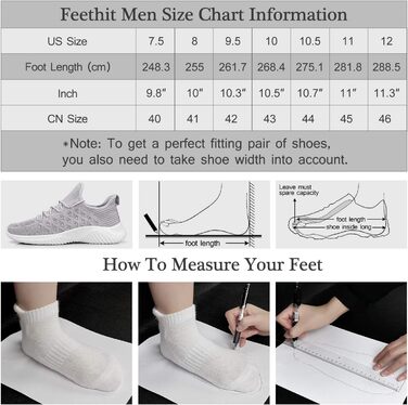 Чоловічі кросівки для бігу Feethit, сірі, дихаючі, легкі, зручні, з антиковзкою підошвою (44 EU)