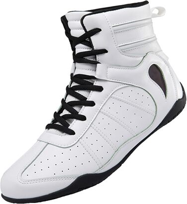 Жіночі боксерські черевики, хай-топ, тренувальні, для боротьби, шкіряні, білі. Ідеальні для фітнесу та занять боротьбою. Розмір 38 EU