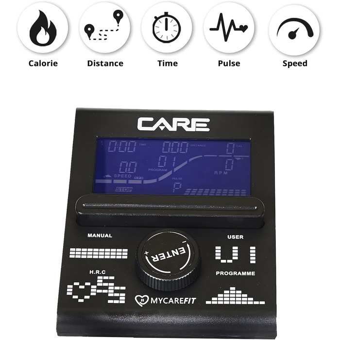 Еліптичний тренажер Care Fitness CE-685 з 24 програмами, моторизованим опором, LCD-дисплеєм і Bluetooth для Kinomap